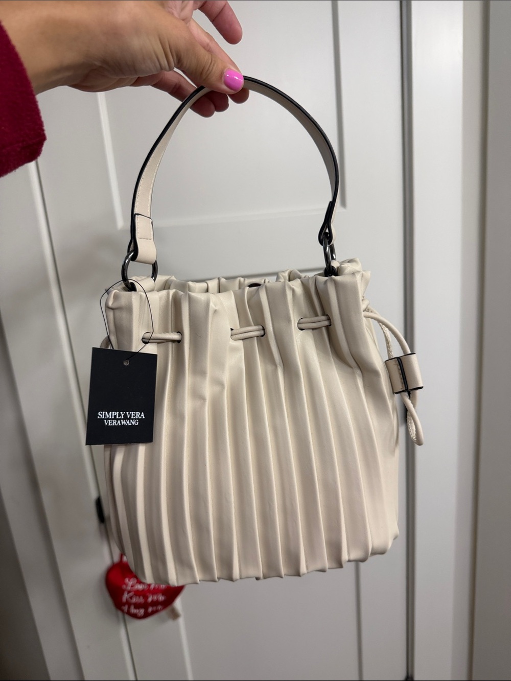Simply Vera Vera Wang Cream Pleated Drawstring Shoulder Bag
